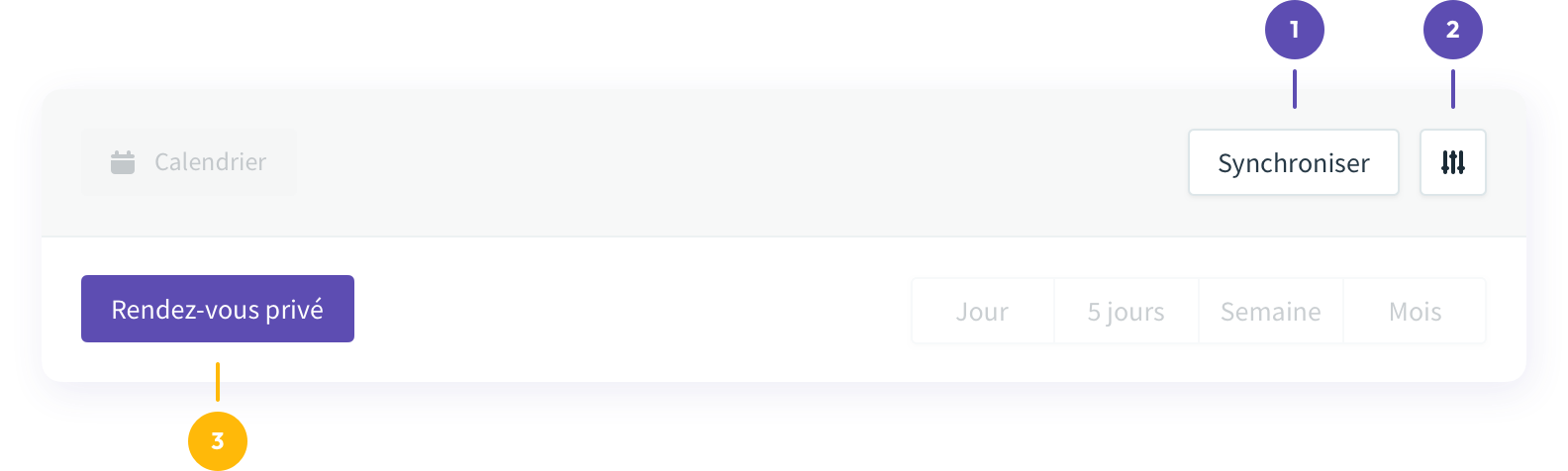 Raccourcis calendrier